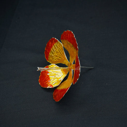 Pure Silver Yellow And Orange Flower 22g